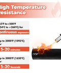 High Temp Fire Shield Sleeve For Automotive Hoses And Wiring Harnesses Silicone Coated Fiberglass Heat Protection With Four Clamps Ideal As Exhaust Heat Shield Spark Plug Wire Shield Fuel Line Sleeve Black 0.25 Inch ID X5FT with heat resistance info and flame application