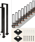 Slick Matte Black U Shaped Stair Handrail Double Pack With Ergonomic Grip For Indoor Steps, viewing rail supports and installation hardware.