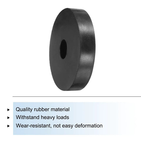 Close-up of 50mm OD Heavy Duty Rubber Spacer, round shape with central hole, for anti-vibration and cushioning use.
