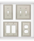 Beaded Double Toggle Wall Plate 2 Gang In Brushed Nickel ETL Certified GFI Outlet Ready Decorative Toggle Switch Cover Classic Beadwork
