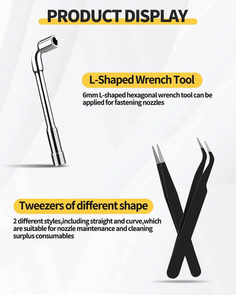 6mm L-shaped wrench tool and tweezers for 0.4mm Brass MK8 3D Printer Nozzle Set For Ender 3 V2 Ender 3 Ender 3S CR8 CR10 And More