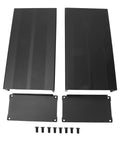 Rugged Split Aluminum Enclosure Project Box With A Slick Brushed Cap, Zero Sweat Cooling Case For Diy Circuit Boards And Tech Builds, Built Tough To Dump Heat And Crush Any Bench Job In Sand Black, includes two top panels and two base covers.