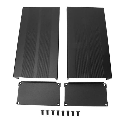 Rugged Split Aluminum Enclosure Project Box With A Slick Brushed Cap, Zero Sweat Cooling Case For Diy Circuit Boards And Tech Builds, Built Tough To Dump Heat And Crush Any Bench Job In Sand Black, includes two top panels and two base covers.