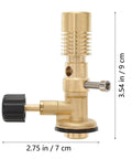 Portable Bunsen Burner Kit With Tripod, Adjustable Damping Ring For Air And Gas Flow, Brass Butane Burner Two Gas Tank Compatible side view