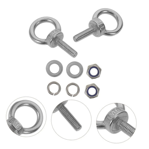 Extended Length M6 Stainless Steel Eye Bolts With Closed Ring And Through Hole For Deep Anchoring, weatherproof and wear resistant