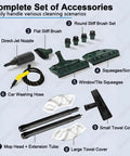 Complete set of accessories for Premium Stainless Steel Steam Cleaner With 3.5 Liter Tank And Quick Heat Up for deep cleaning.