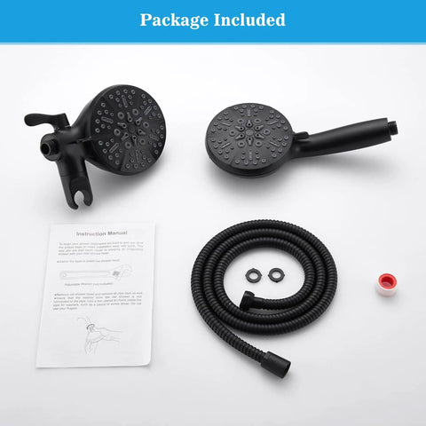 Matte Black Handheld Shower Head With 7 Settings And 5-Inch Rain Shower, Game-Changing Luxury Bath Experience components