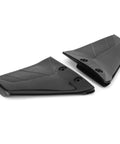 Pair Small Hydrofoil Boat Motor Stabilizers for Outboard Engines, black plastic, shown with mounting holes, universal fit.