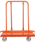Heavy Duty Wall Panel Trolley Drywall Sheet Cart With Rock Solid Steel Frame Detachable Design For Warehouse And Construction Job Sites High Capacity Built Tough For The Daily Grind in orange with dual handles.