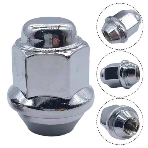 Chrome Lug Nuts Set For Kia And Hyundai Vehicles Featuring High Strength Steel Wheel Stud Bolt Kit With Rust Proof Finish Perfect Match For Forte Optima Soul Spectra Models To Upgrade Aftermarket Wheels, chrome lug nut