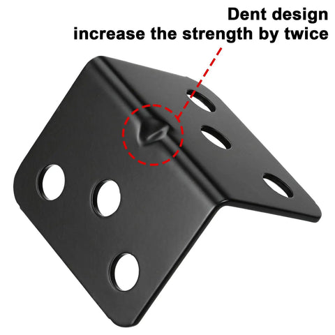Heavy Duty Stainless Steel L Shape Corner Braces Kit With 100 Pieces And 600 Screws for wood shelves, close-up of dent design.