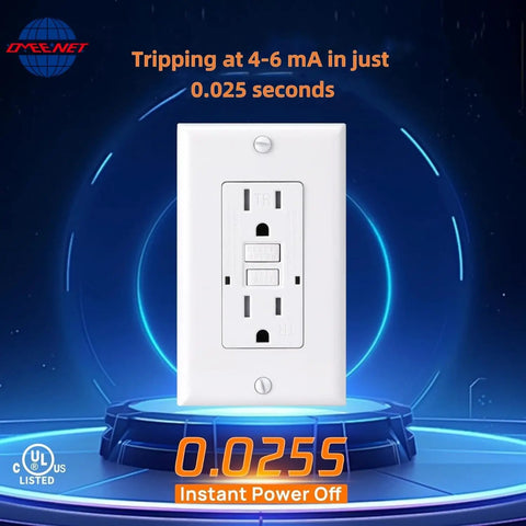 GFCI Outlet With Self Test Every 20 Seconds, Tamper Resistant Design And UL Listed GFI Receptacle, 15 Amp White Wall Socket