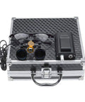 3.5X Loupe Headlamp With Filter Clip-On And Carry Type Aluminum Box DY-004 Black, Rechargeable Battery on metal case