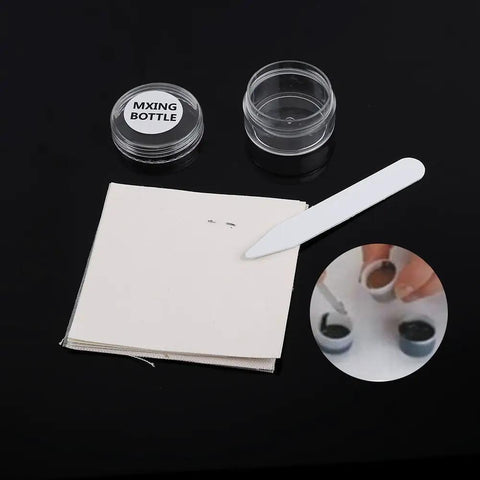 No Heat Liquid Leather Scratch Repair Kit for Car Seats and Furniture with mixing tools and color jars