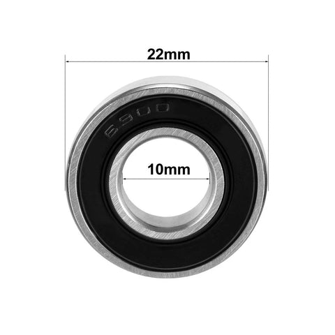 Deep groove ball bearing, 10mm bore, 22mm outer diameter, double sealed carbon steel (front view)