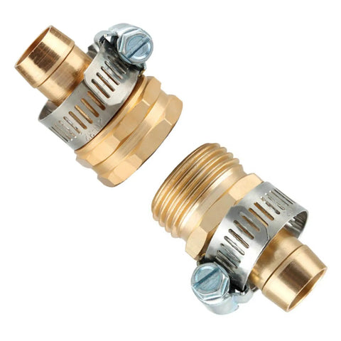 Skimsklo Heavy Duty 3/4 Inch Garden Hose Repair Kit Fixes Crushed Ends And Leakproof Male Female Water Connector Set For Outdoor Lawn Care Yard Work brass hose coupler with clamps