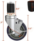 4 Inch Work Table Caster Wheels With Locking Brakes For Stainless Steel Prep Tables Expanding Stem Casters Set Of 4