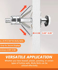 20 Pack M4x46 Molly Bolts Heavy Duty Drywall Anchors In Zinc Plated Steel For Plaster Walls, shown installed in wall