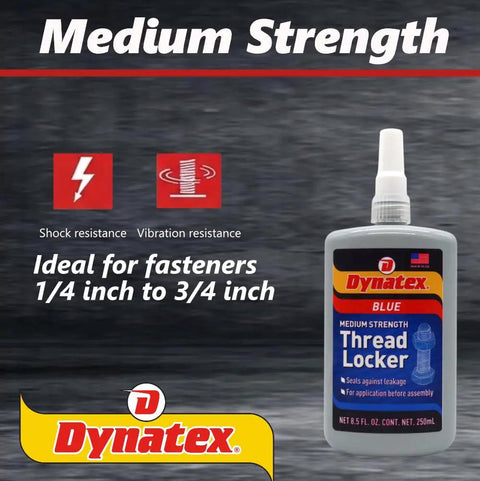 Blue Medium Strength Threadlocker For Metal Fasteners 8.5 Oz Bottle Two Pack Removable With Hand Tools on product packaging