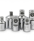Six Piece Socket Adapter And Reducer Set For One Quarter, Three Eighths, And One Half Inch Drives With Must Have Pro Grade Conversions And Impact Ready Chrome Vanadium Steel Construction
