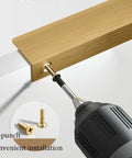 Installing Concealed Drawer Handles Set Sleek Low Profile Finger Edge Pulls with a drill, featuring brushed gray cabinet knobs.