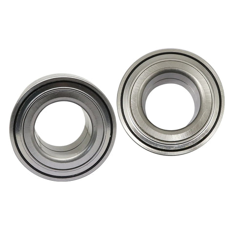 Rear Wheel Bearing Set 1 Pair For Jeep Grand Cherokee 2011 Through 2021, Dodge Durango 2011 Through 2019, Mercedes Benz ML GL GLE Series 2012 Through 2016 Ready To Roll Fits 510116 GRW25 WB000050, showing two silver steel bearings, front view.