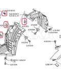 Diagram of 25 Piece Fender Liner And Bumper Splash Shield Push Type Retainer Clips Fasteners Kit For Nissan 01553-09321 And Mitsubishi MR328954