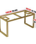 Heavy Duty Metal Table Legs Built Like A Tank Industrial Modern Base in gold finish, dimensions 100cm x 50cm x 73cm.