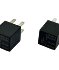 12V DC 20A 4-Pin Automotive Relay Dual Pack for car electrical systems, showing two black relay modules with metal pins.