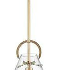 Gabby Mini Pendant 1 Light Brass Finish With Clear Glass Dope Modern Contemporary Style Hardwired Pendant Fixture