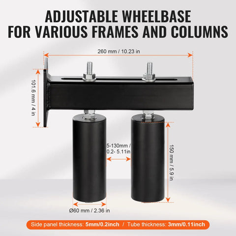 Image of Beefed-Up Heavy Duty Sliding Gate Kit 6-Inch Rollers With T Bracket Universal Adjustable Gate Rollers Black Gate Guide Roller.