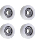 Heavy Duty White Nylon Bearing Pulley Flat Wheel Loaded With Dependable 608Z Ball Bearings For Hella Smooth Gliding On Sliding Doors Closet Hardware And DIY Shop Fixes An Absolute Legend Pack Of Four - set of four wheels with ball bearings.