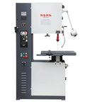 Front view of Heavy Duty 16 Inch Vertical Metal Cutting Bandsaw With 220V Single Phase Variable Speed Pro Grade Integrated Blade Welder And Grinder Tilting Cast Iron Table For Steel Aluminum And Plastic VS 1611