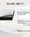 Close-up of EVA foam headboard stopper showcasing adhesive backing, 0.4 inch thick, Zero Thump Guarantee This 24 Pcs Eva Foam Headboard Stoppers Kit Packs Heavy Duty Wall Shielding For Bed Frames And Couches Thick Anti Vibration Furniture Pads Keep Things Smooth As Butter In Black White.