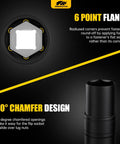 Heavy Duty Half Inch Drive Impact Socket Set with 6-point and chamfer design, Cr-Mo steel