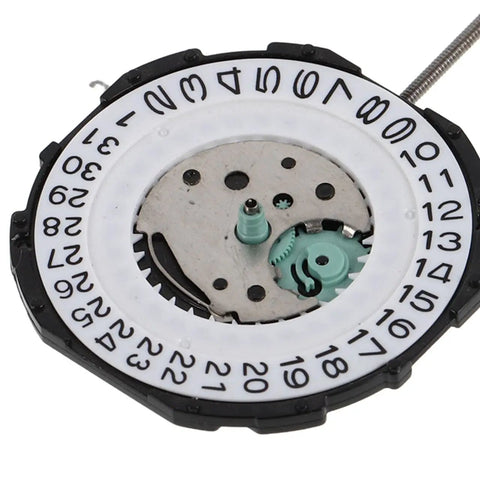 Six Piece Quartz Watch Movement Replacement Parts Kit Sl28 for mechanical wristwatch repair, close-up view of date wheel mechanism.