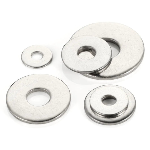 50 Pack 5 Sixteenth Inch Stainless Flat Washers 0.93 Inch Outer Diameter 0.07 Inch Thick 304 Stainless Steel For Screws And Bolts Corrosion Resistant High Tensile Strength, assorted sizes