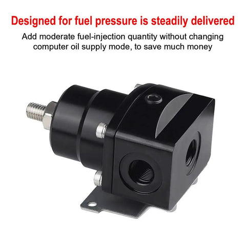 Heavy Duty EFI Fuel Pressure Regulator Kit With Adjustable 0 To 100 PSI Readings and Rock Solid 45mm Oil Filled Dial Gauge, black anodized housing.