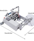 Semi Automatic Label Applicator Round Bottle Labeling Machine With High Precision Fiber Sensor And 300W Motor, side view with dimensions shown.