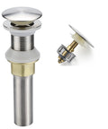 Stainless Steel Brushed Nickel Pop Up Sink Drain With Detachable Strainer Basket, Bathroom Sink Stopper Without Overflow