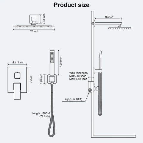 Top Shelf Matte Black Rain Shower Set With Heavy Duty Solid Brass Mixing Valve And 10 Inch Round Head For A Snappy Daily Setup In Your Modern Bathroom Space
