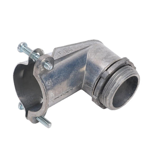 Rock Solid 90 Degree Squeeze Connector For 1 Inch AC MC And Flexible Metal Conduit, zinc alloy elbow joint fitting.