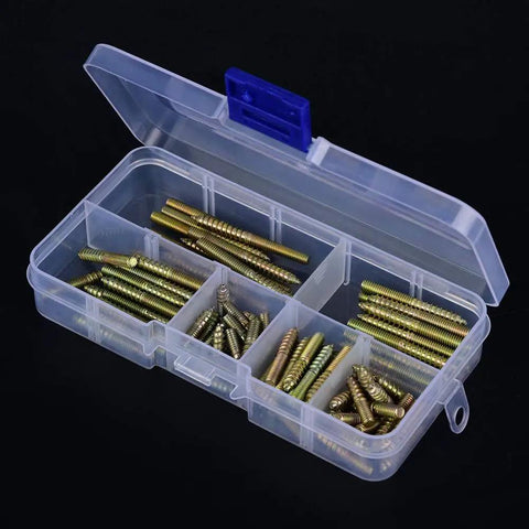110 Pcs M4 Dowel Screws Hanger Bolts Dowel Pins Furniture Connectors Zinc Plated Iron Double Ended Screws in clear case
