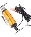 Beefy 12V Submersible Water Transfer Pump For Diesel Kerosene And Water, Portable Mini Sump Pump With 51mm Outlet, showing dimensions