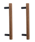 Walnut Wood Drawer Pulls with Metal Base, 2 Pack Cabinet Handles, Black Dresser Hardware, Comfortable Grip, Durable Rust Resistant 5.04 Inch
