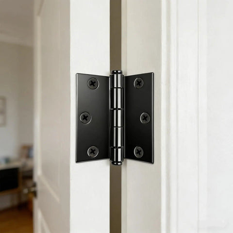 Beefy 3 Inch Door Hinges 24 Pack Black Square Hinge Set With Soft Close Cushion For Interior And Exterior Doors Rust Resistant Metal 3 X 3 Inches 6 Hole Hardware For Hollow Core And Solid Doors Quiet And Durable