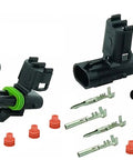 Ultimate Heavy Duty 2Pin Weather Pack Terminal Kit For 12 To 18 AWG Wire Perfect Male Female Quick Disconnect Splice Set That Is Totally Waterproof And Built Tight For Rugged Auto Electrical Projects All Year Long, 2-pin connectors and seals