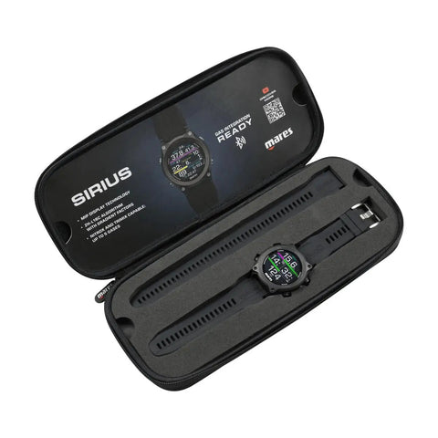 Sirius Watch Style Dive Computer For Recreational Divers With Wrist Readout And Color Coded Tank Pressure in case