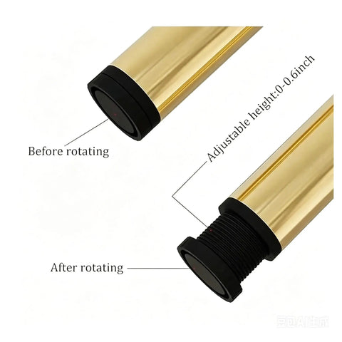 Adjustable Furniture Leg Set 4 Pack DIY Replacement Feet For Tables And Cabinets, adjustable height mechanism shown