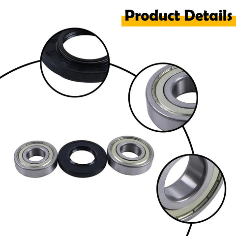 Heavy Duty Washer Tub Seal And Bearing Kit Compatible With Samsung Machines Replaces Dc62-00156A Dc97-16151B Dc97-14604D showing precision bearings and oil seal.